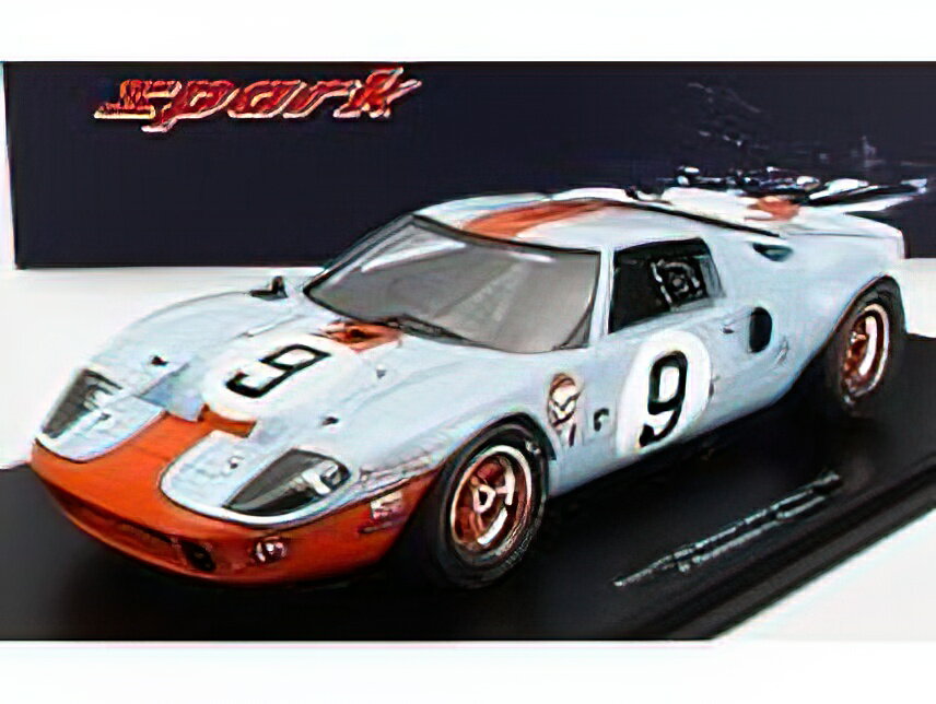 FORD USA - GT40 4.9L V8 TEAM JW AUTOMOTIVE ENGINEERING GULF N 9 WINNER 24h LE MANS 1968 L.BIANCHI - P.RODRIGUEZ - CON VETRINA - WITH SHOWCASE - LIGHT BLUE ORANGE /Sparkスパーク 1/18 ミニカー