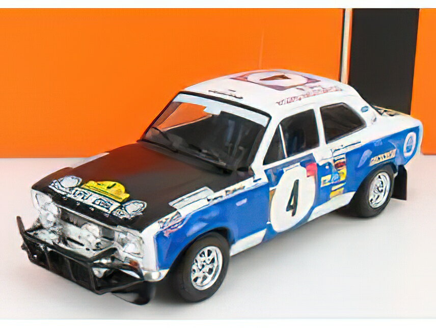 FORD ENGLAND - ESCORT MKI RS 1600 (night version) N 4 RALLY SAFARI 1973 H.MIKKOLA - J.DAVENPORT - WHITE BLUE BLACK /IXO 1/18 ミニカー