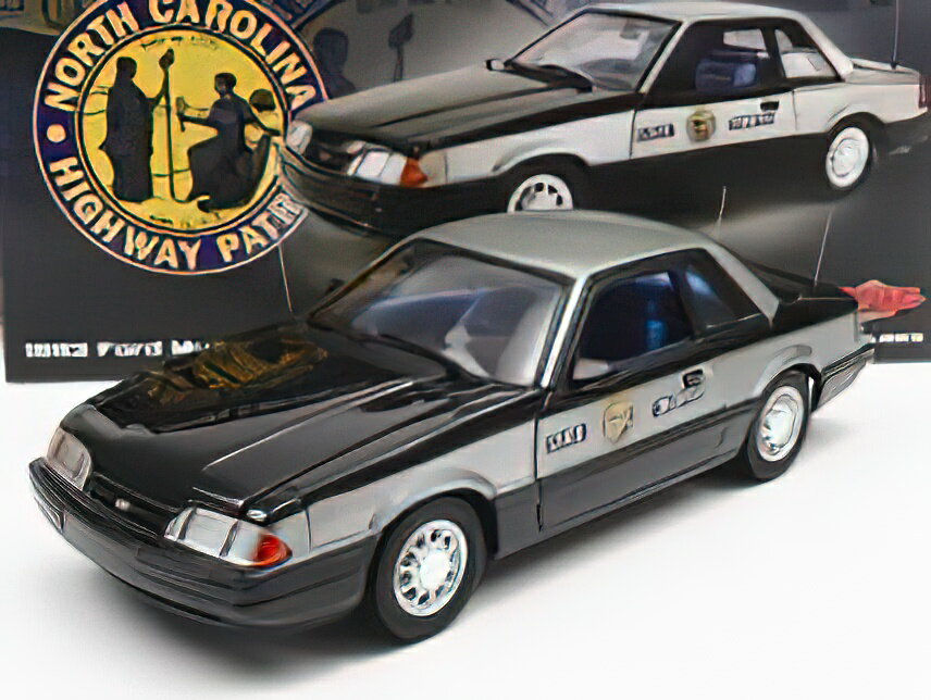 FORD USA MUSTANG 5.0L SSP POLICE NORTH CAROLINA HIGHWAY PATROL STATE TROOPER 1993 - SILVER BLACK/GMP 1/18ミニカー