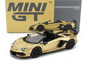 LAMBORGHINI AVENTADOR SVJ ROADSTER RHD 2018 - GOLD MET /MINI GT 1/64ミニカー