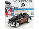 VOLKSWAGEN BEETLE WITH SURFBOARD 1968 - BLACK WOOD/Motor Max 1/24ミニカー