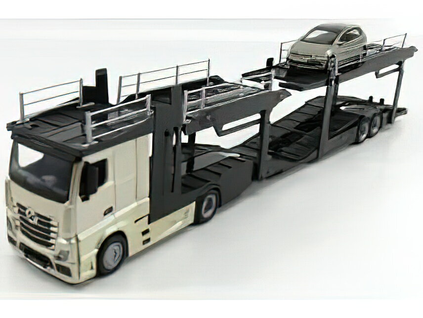 MERCEDES BENZ - ACTROS 2 2545 TRUCK CAR TRANSPORTER 2016 WITH VOLKSWAGEN POLO GTi - GOLD MET BLACK GREY MET /BURAGO 1/43 ミニカー