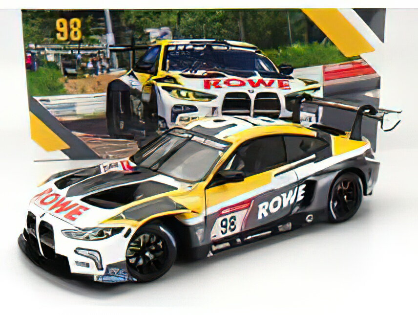 BMW 4-SERIES M4 GT3 TEAM ROWE RACING N 98 2nd 24h NURBURGRING 2023 MARCO WITTMANN - SHELDON VAN DER LINDE - DRIES VANTHOOR - MAXIME MARTIN - WHITE GREY YELLOW /Minichamps 1/18ミニカー