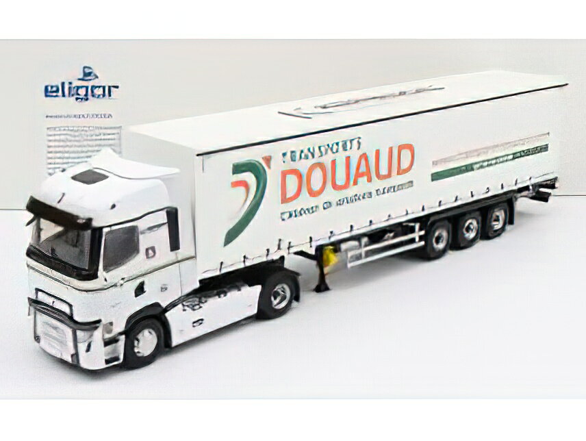 RENAULT TLINE HIGH TRUCK TELONATO DOUAUD TRANSPORTS 2021 WHITE GREEN ORANGE/ELIGOR 1/43ミニカー