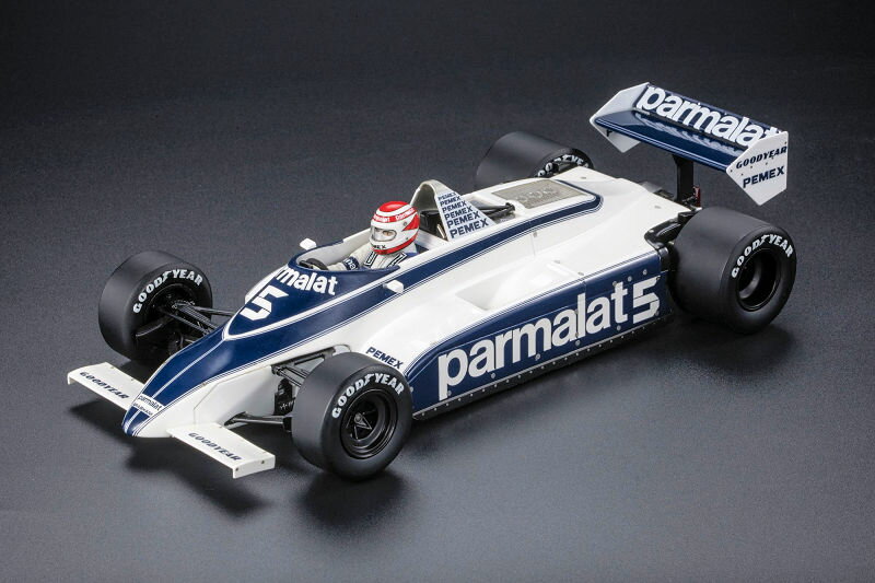BRABHAM - F1 BT49C PARMALAT RACING TEAM N 5 WORLD CHAMPION WINNER GERMANY GP 1981 NELSON PIQUET - WHITE BLUE フィギュア付き /GP Replicas 1/18 ミニカー