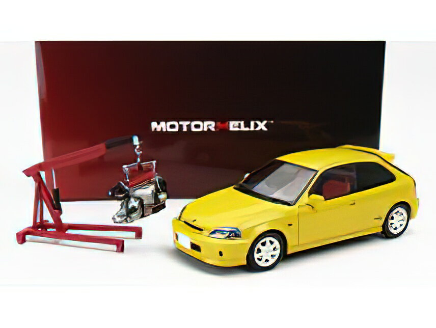 HONDA CIVICVrbN EK9 TYPE R WITH ENGINE AND ACCESSORIES 1999 - SUNLIGHT YELLOW /MOTORHELIX 1/18~jJ[