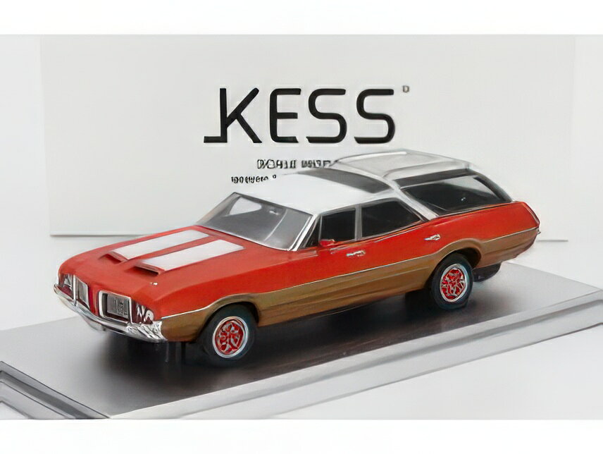 OLDSMOBILE VISTA CRUISER 442 SW STATION WAGON 1972 RED WHITE WOOD/KESS-MODEL 1/43ミニカー