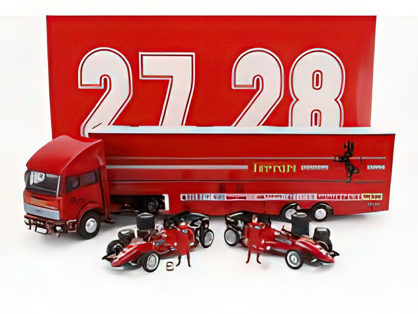 IVECO FIAT FIAT IVECO 190 TRUCK CAR TRANSPORTER MONACO GP 1984 WITH 2X F1 FERRARI 126CK TURBO N 27 MICHELE ALBORETO N 28 RENE ARNOUX + FIGURES AND ACCESSORIES RED/BRUMM 1/43ミニカー