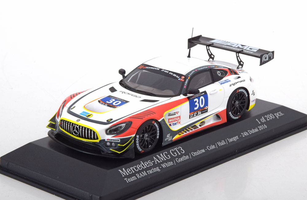 Mercedes Benz - Mercedes AMG GT3 No 30 24h ドバイ 2016 White Goethe OnslowCole Hall Jaeger / Minichamps 1/43 ミニカー