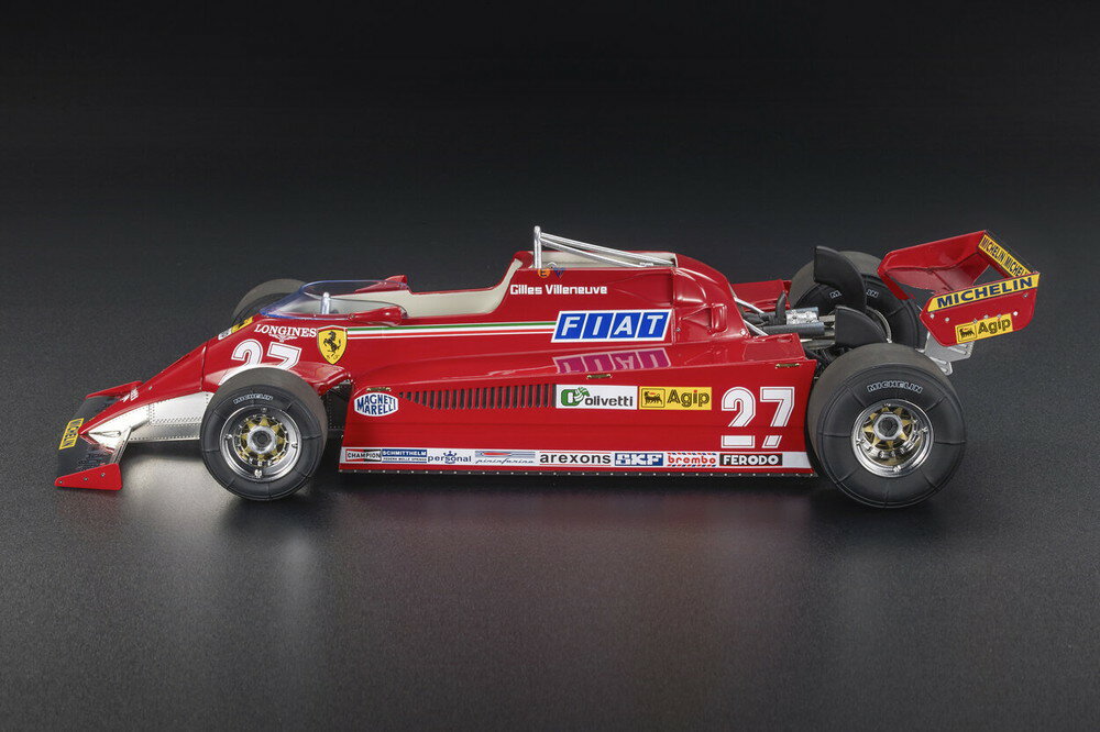 【予約】2026年発売予定FERRARI F1 126CK N 27 優勝 スペインGP 1981 ジル・ヴィルヌーブ アプリビレ オープニング付き エンジンディテール レッドシルバー/GP Replicas 1/18ミニカー