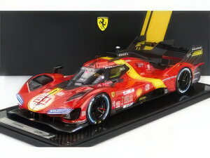 FERRARI 499P 3.0L ターボ V6 チーム FERRARI AF CORSE N 51 ウィナー 24h ル・マン 2023 アレッサンドロ・ピエール・グイディ ジェームズ・カラード アントニオ・ジョヴィナッツィ ショーケース付き レッド イエロー ブラック/ BBR 1/12 121台限定ミニカー