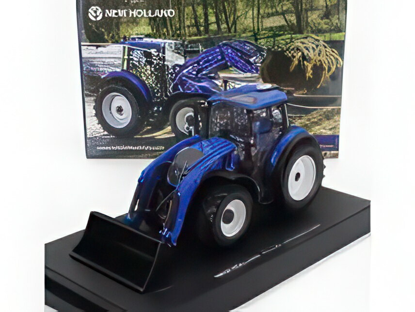 NEW HOLLAND T5.120 トラクター フロントスクレーパー付き 2018 ブルー ブラック/ UNIVERSAL HOBBIES 1/32 農機 模型