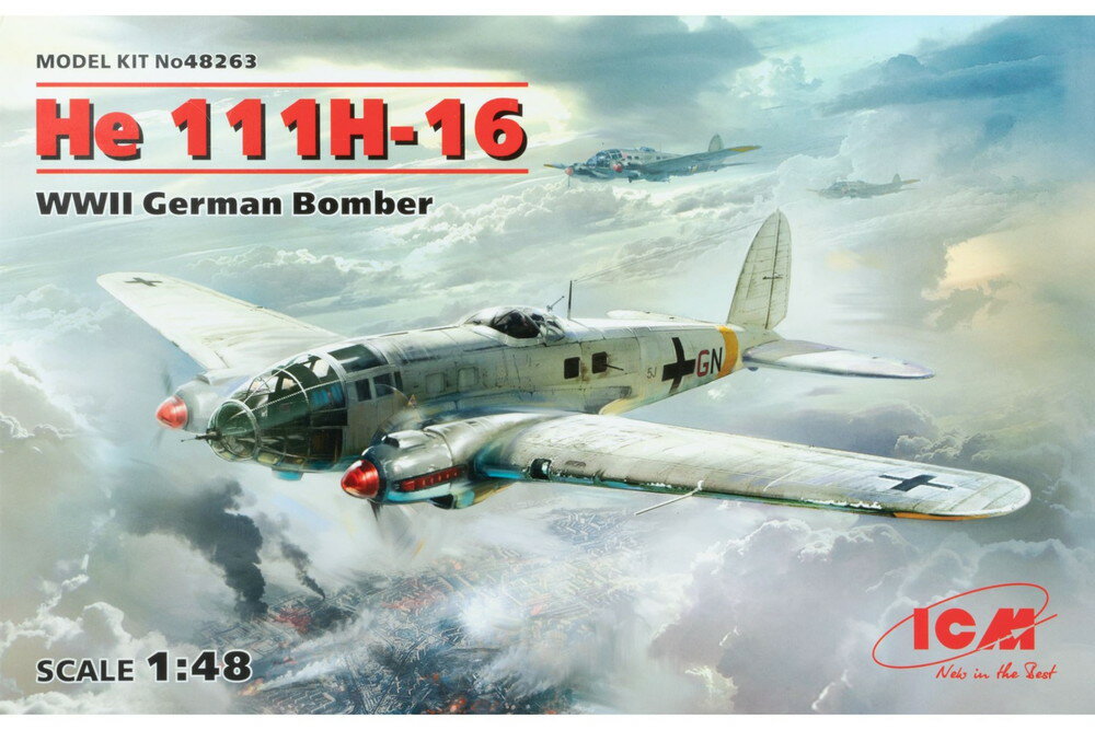 He 111H-16 WWII ドイツ爆撃機 モデルキット/ ICM 1/48 模型