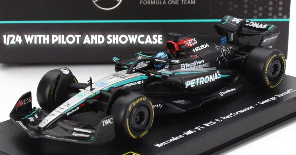【予約】MERCEDES GP F1 W15 EQ 2024 ジョージラッセル N63 ブラックシルバーグリーン/ Bburago 1/24 ミニカー