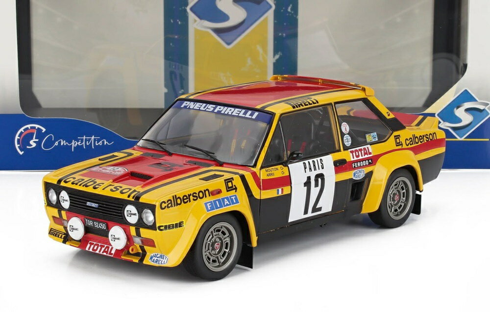 FIAT 131 Abarth チーム Calberson N 12 モンテカルロラリー 1980 7位 ミシェル・ムートン/アニー・アリー イエローブラックレッド / SOLIDO 1/18 ミニカー
