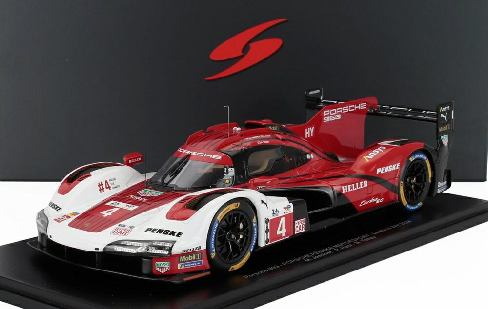 PORSCHE 963 9RD 4.6L ターボ V8 チーム Porsche Penske Motorsport N 4 ルマン24時間 2024 マチュー・ジャミネ/フェリペ・ナスル/ニック・タンディ レッドホワイトブラック / Spark 1/18 ミニカー