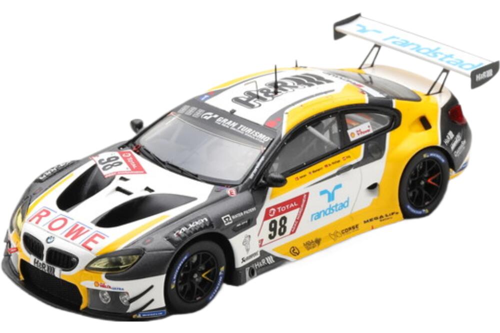 Bmw 6 Series M6 Gt3 チーム Rowe Racing #98 24H Nurburgring 2019 イエロー ホワイト ブラック/ Spark 1/43 ミニカー