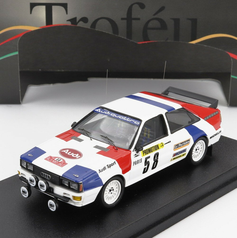 【予約】AUDI QUATTRO N58 モンテカルロラリー 1983 ジャックブリィ ジャックヘヌセ ホワイトブルーレッド/ Trofeu 1/43 150台限定ミニカー