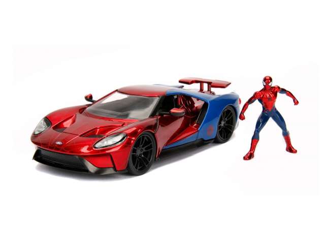 2017 フォード GT スパイダーマン フィギュア付 レッド/ブルー マーベル ミニカー / JADA 1/24 ミニカー