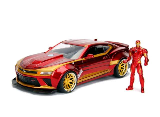 2016 シボレー カマロ アイアンマン フィギュア付 レッド/ゴールド マーベル / JADA 1/24 ミニカー