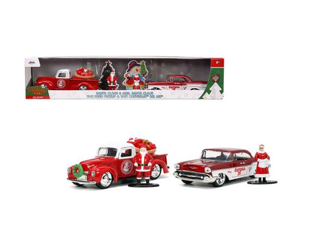 Rakuten - サンタクロース & ミセス・サンタ 2体パック フィギュアセット クリスマス / JADA 1/32 ミニカー