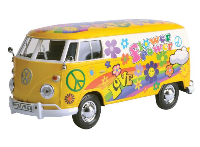 フォルクスワーゲン タイプ2 T1 デリバリーバン フラワーパワー 2 イエロー / Motor Max 1/24 ミニカー