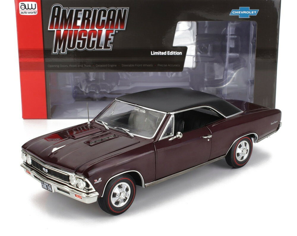 Rakuten - CHEVROLET CHEVELLE SS 396 1966 ボルドー ブラック / AutoWorld 1/18 ミニカー