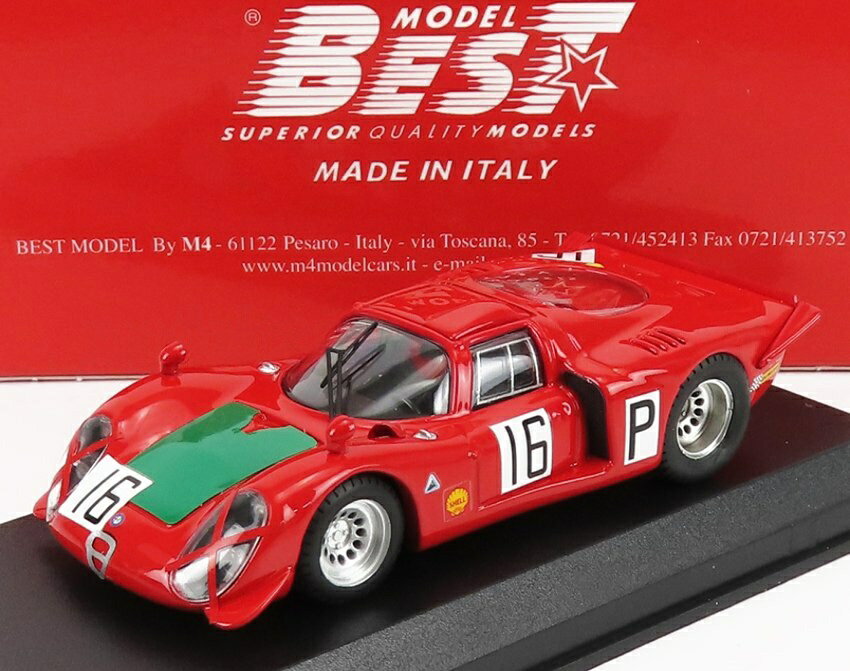 ALFA ROMEO 33.2 N 16 ニュルブルクリンク 1968 I.ギュンティ ナンニ・ギャリ レッド グリーン / Best-Model 1/43 ミニカー