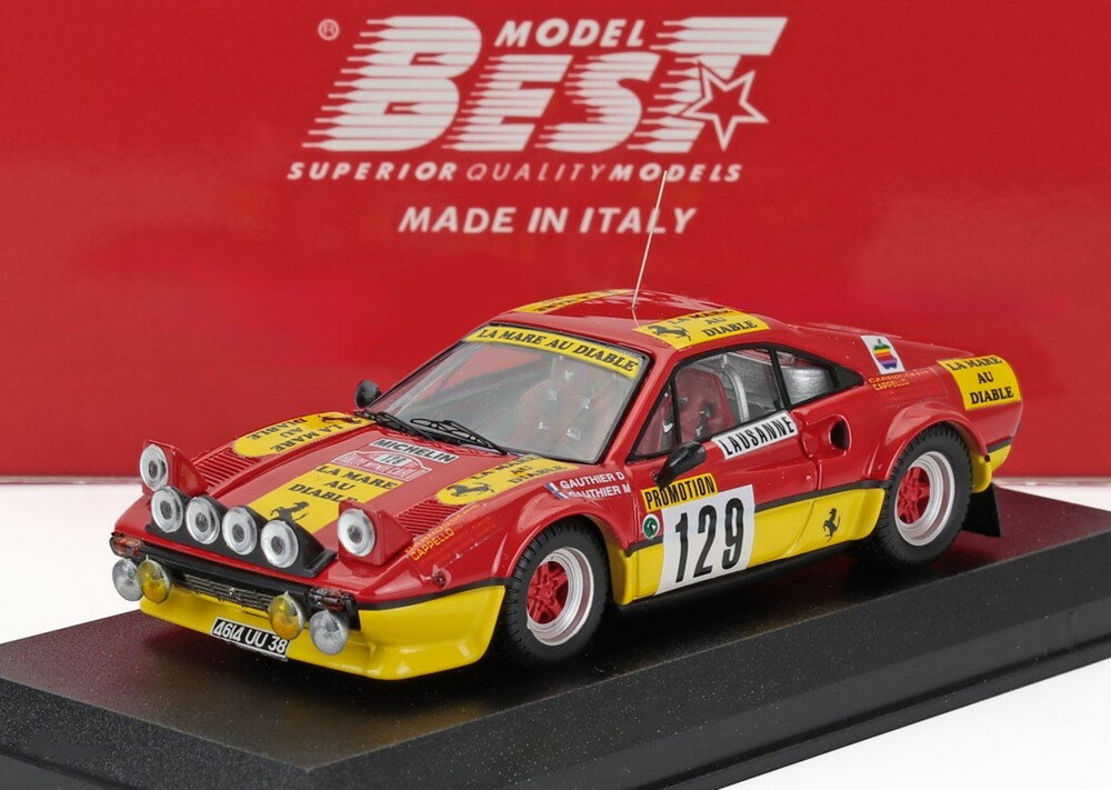 FERRARI 308 GTB ナイトバージョン N 129 ラリー・モンテカルロ 1983 D.GAUTHIER M.GAUTHIER レッド イエロー / Best-Model 1/43 ミニカー
