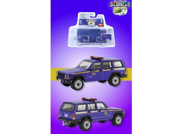 2001 ジープ チェロキー トレーラー付 ニューヨーク州警察 ホットパスート / Greenlight 1/64 ミニカー