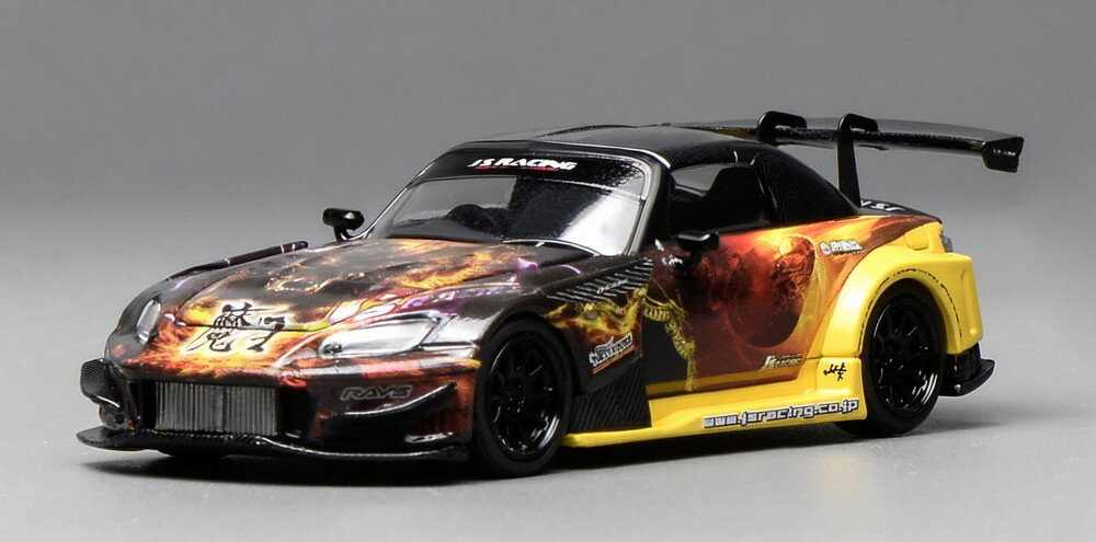 【予約】8-10月以降発売予定HONDA S2000 SPIDER ハードトップ クローズ J's RACING 魔王 2013 ブラック イエロー / MOTORHELIX 1/64 ミニカー
