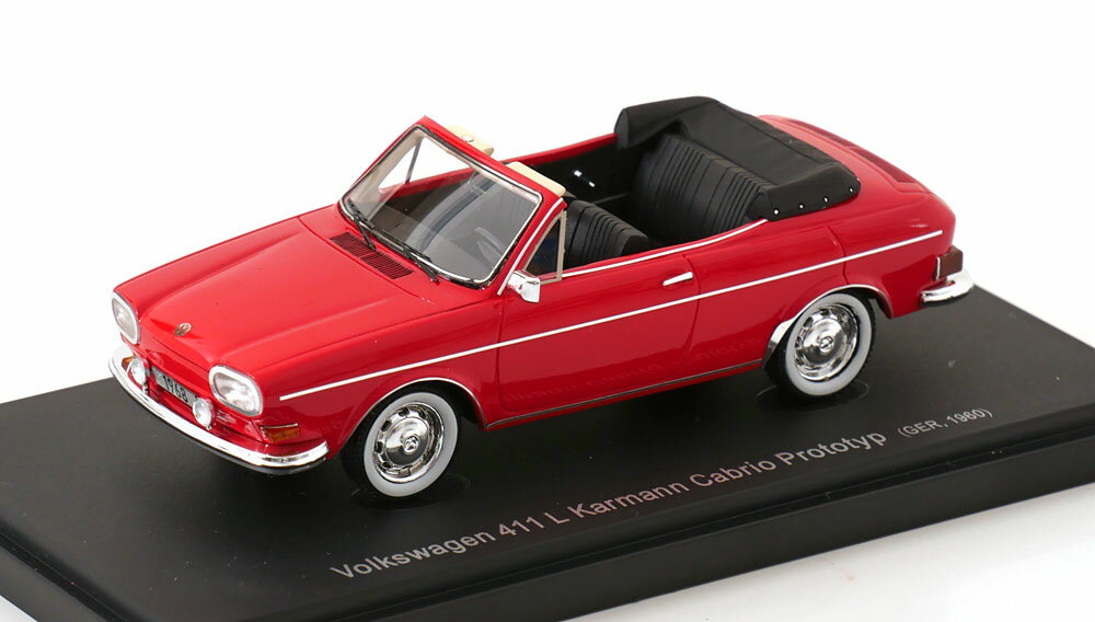 VWフォルクスワーゲン 411L Karmannカルマン Cabrioカブリオ Prototypプロトタイプ 1960 ライトレッド / Avenue 43 1/43 ミニカー