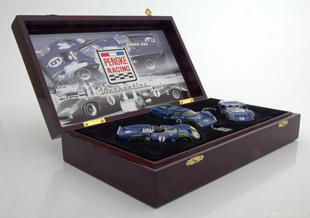 Lolaローラ Sunocoスノコ T70 Penskeペンスキー 3台セット 木製ボックス入 / GMP 1/43 ミニカー