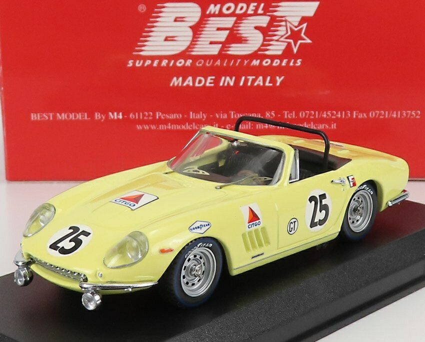 FERRARIフェラーリ 275 GTB/4 SPIDER N 25 12h SEBRING 1967 R McCLUGGAGE YELLOW / Best-Model 1/43 ミニカー