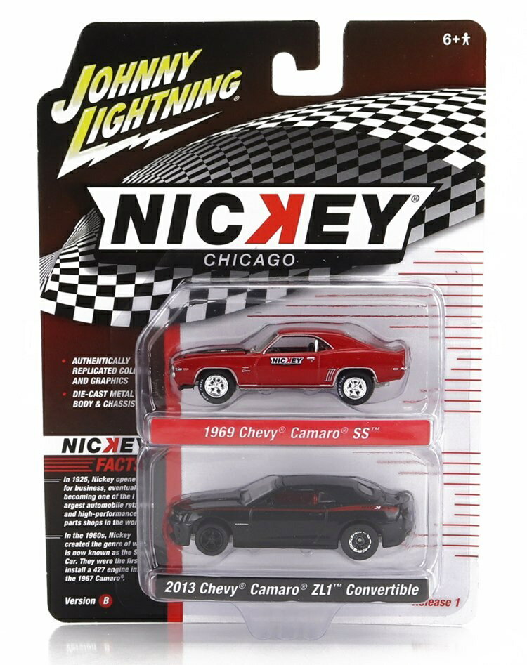 Chevroletシボレー セット 2x カマロ SS 1969 ZL1 カブリオレ 2013 ブラックレッド / JOHNNY LIGHTNING 1/64 ミニカー