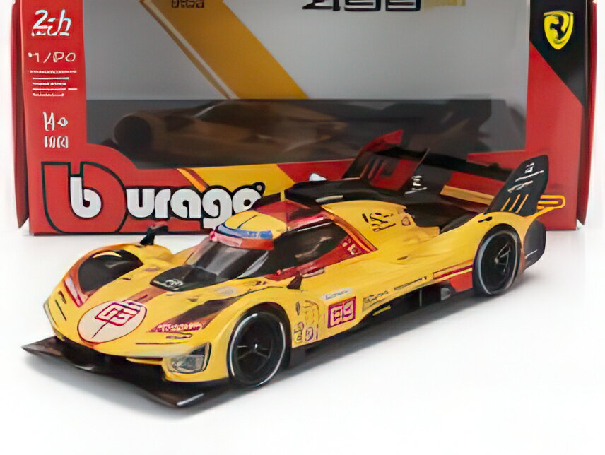 FERRARI 499P 3.0L ターボ V6 チーム AF コルセ 83号車 ルマン24時間 2024 ロバート・クビカ ロバート・シュワルツマン イーフェイ・イェ イエロー レッド/ Bburago 1/24 ミニカー