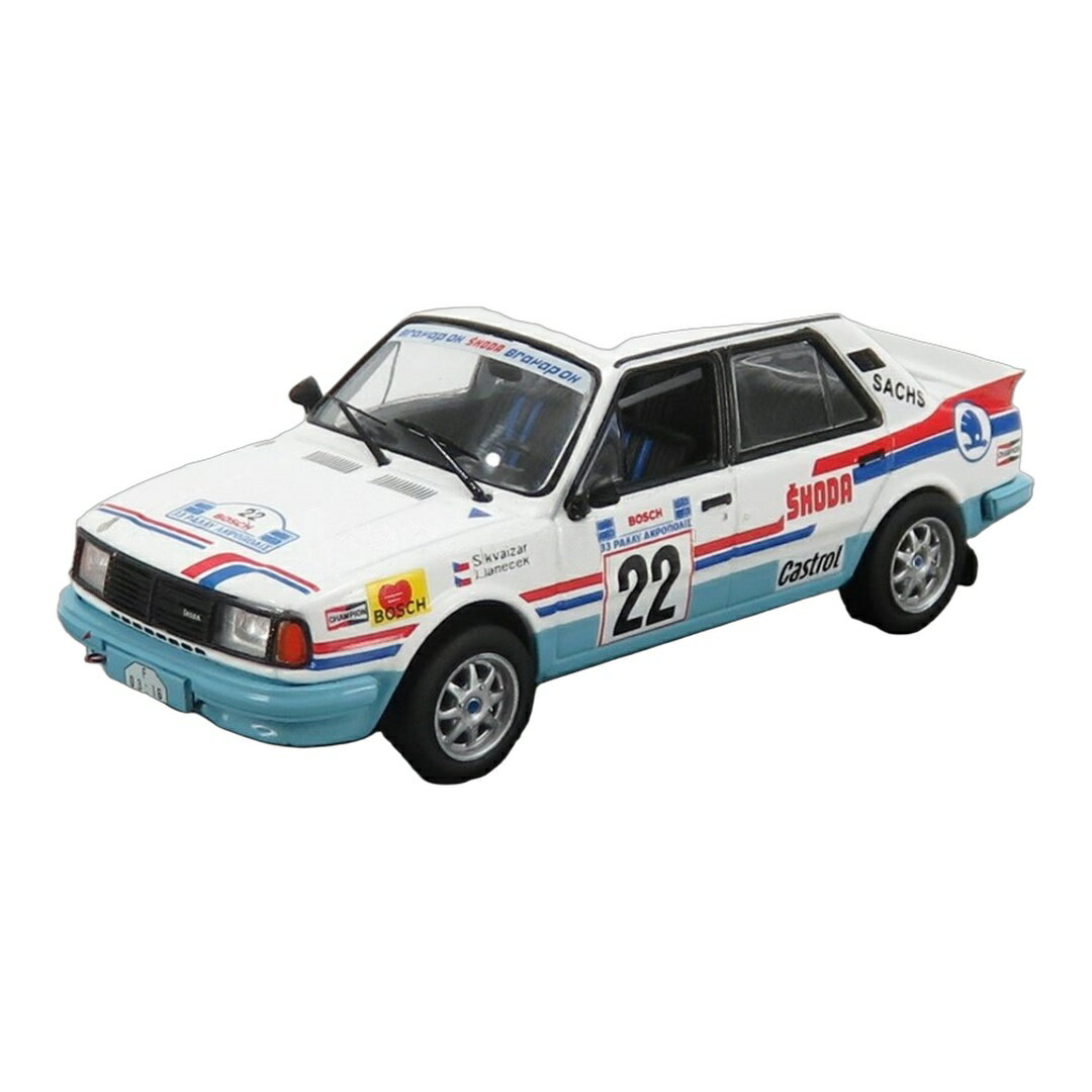 SKODAシュコダ 130LR 1986 No.22 RALLY ACROPOLISアクロポリスラリー SVATOPLUK KVAIZAR JIRI JANECEK ホワイトライトブルー / IXO 1/43 ミニカー