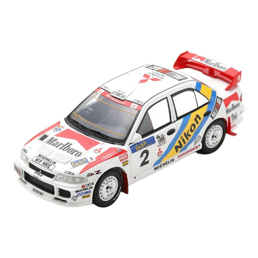 三菱 ランサー エボリューション III #2 ラリー香港-北京 1995 K.Eriksson S.Parmander ホワイト レッド / Spark 1/43 ミニカー