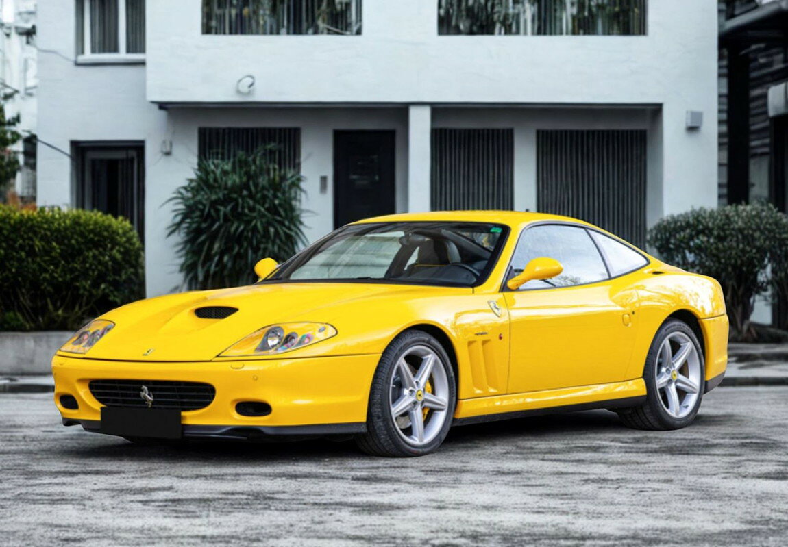 Ferrariフェラーリ 575M Maranello 2002 made in italy Giallo Modena Black interior / BBR 1/18 ミニカー