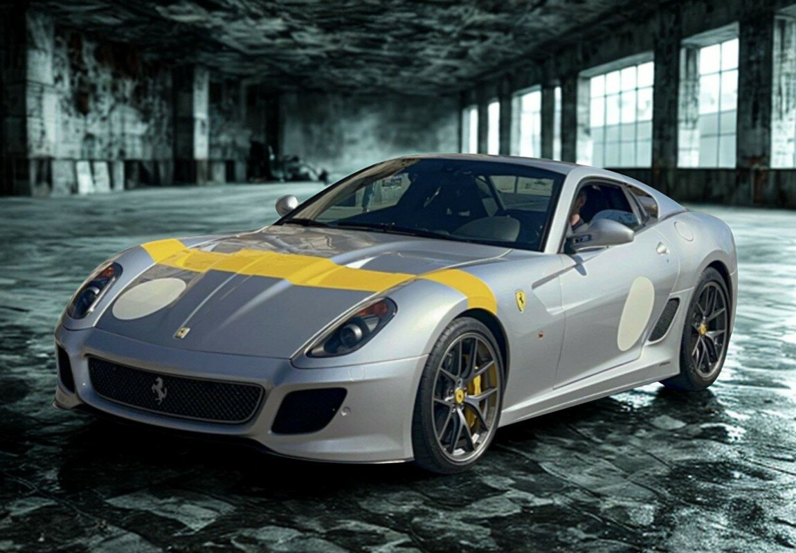 Ferrariフェラーリ 599 GTO 2010 made in Italy Argento Nurburgring yellow stripe / BBR 1/18 ミニカー