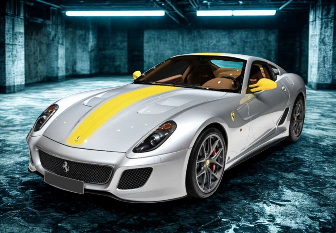 Ferrariフェラーリ 599 GTO 2010 Italy Argento Nurburgring yellow stripe / BBR 1/18 ミニカー