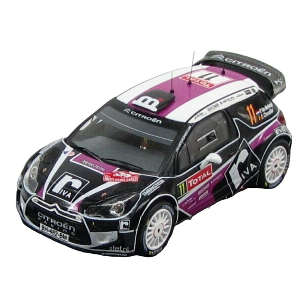  Citroenシトロエン DS3 WRC #11 ラリーモンテカルロ 2012 P.V.Merksteijn E.Chevaillier ブラック ピンク / IXO 1/43 ミニカー