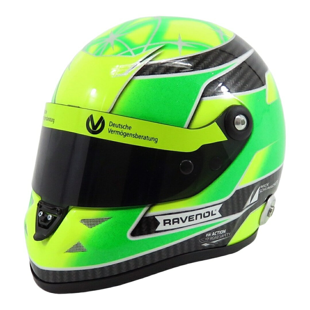 Schuberthヘルメット F3 Dallara Team Theodore Racing #4 Mick Schumacher 2018 グリーン イエロー / MINI HELMET 1/2 ミニカー
