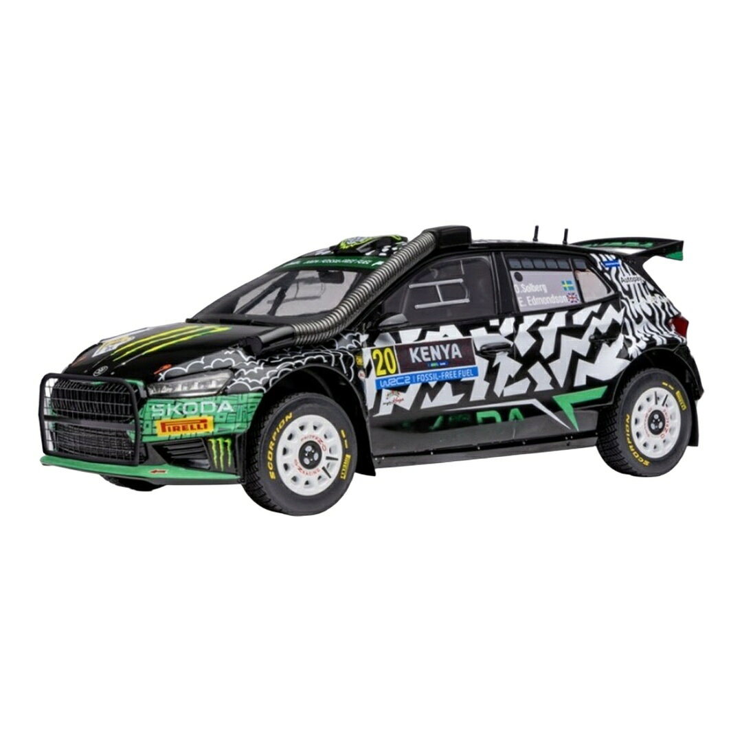 Skodaシュコダ Fabiaファビア #20 ラリーサファリケニア 2024 Solberg-Edmondson ブラック / IXO MODELS 1/18 ミニカー