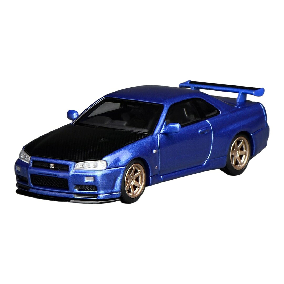 2026年発売予定 Nissan日産 GT-R R34 V-SPEC II カスタム 1999 ブルー ブラック / MOTORHELIX 1/64 ミニカー