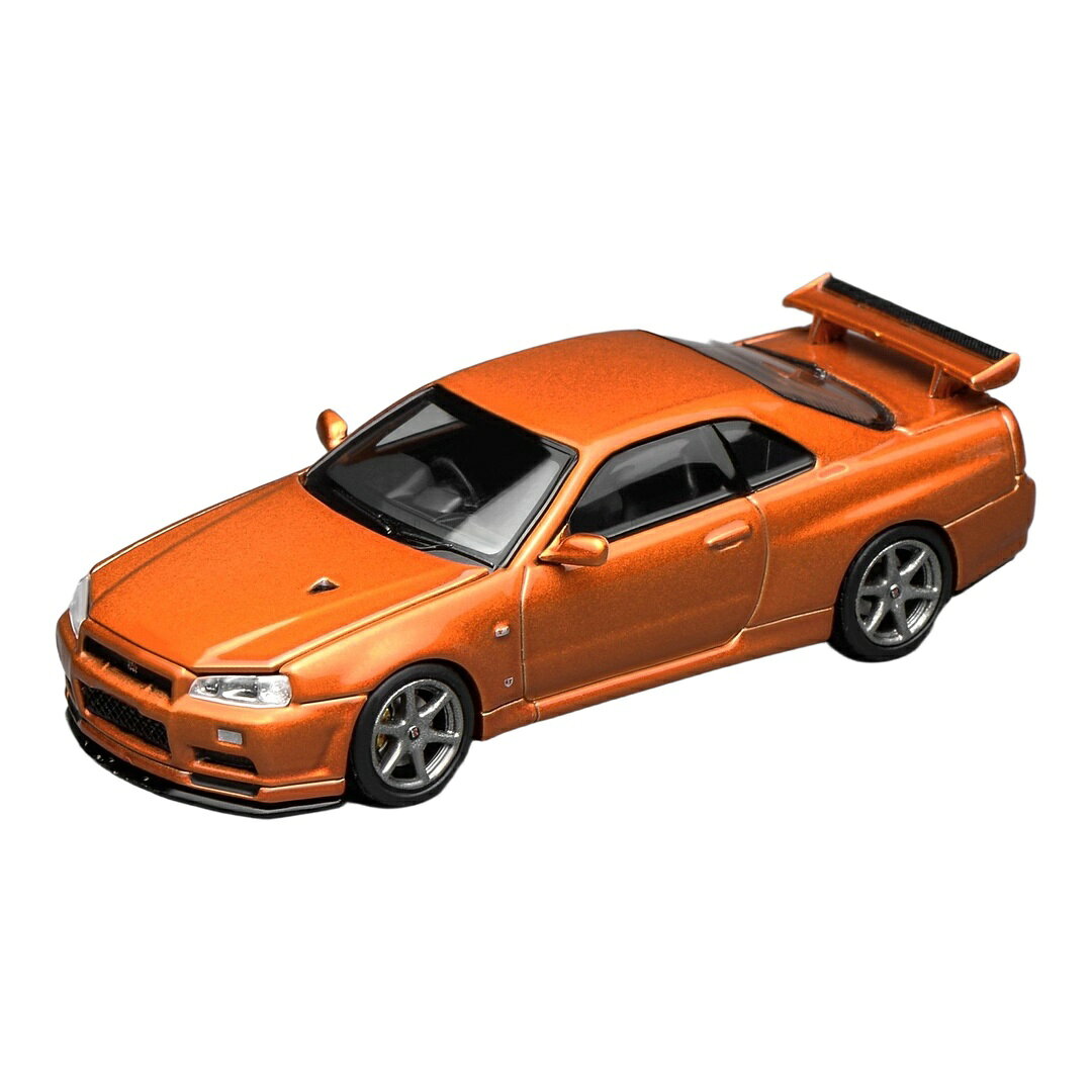 2026年発売予定 Nissan日産 Skylineスカイライン GT-R R34 V-SPEC II クーペ 1999 オレンジメタリック / MOTORHELIX 1/64 ミニカー