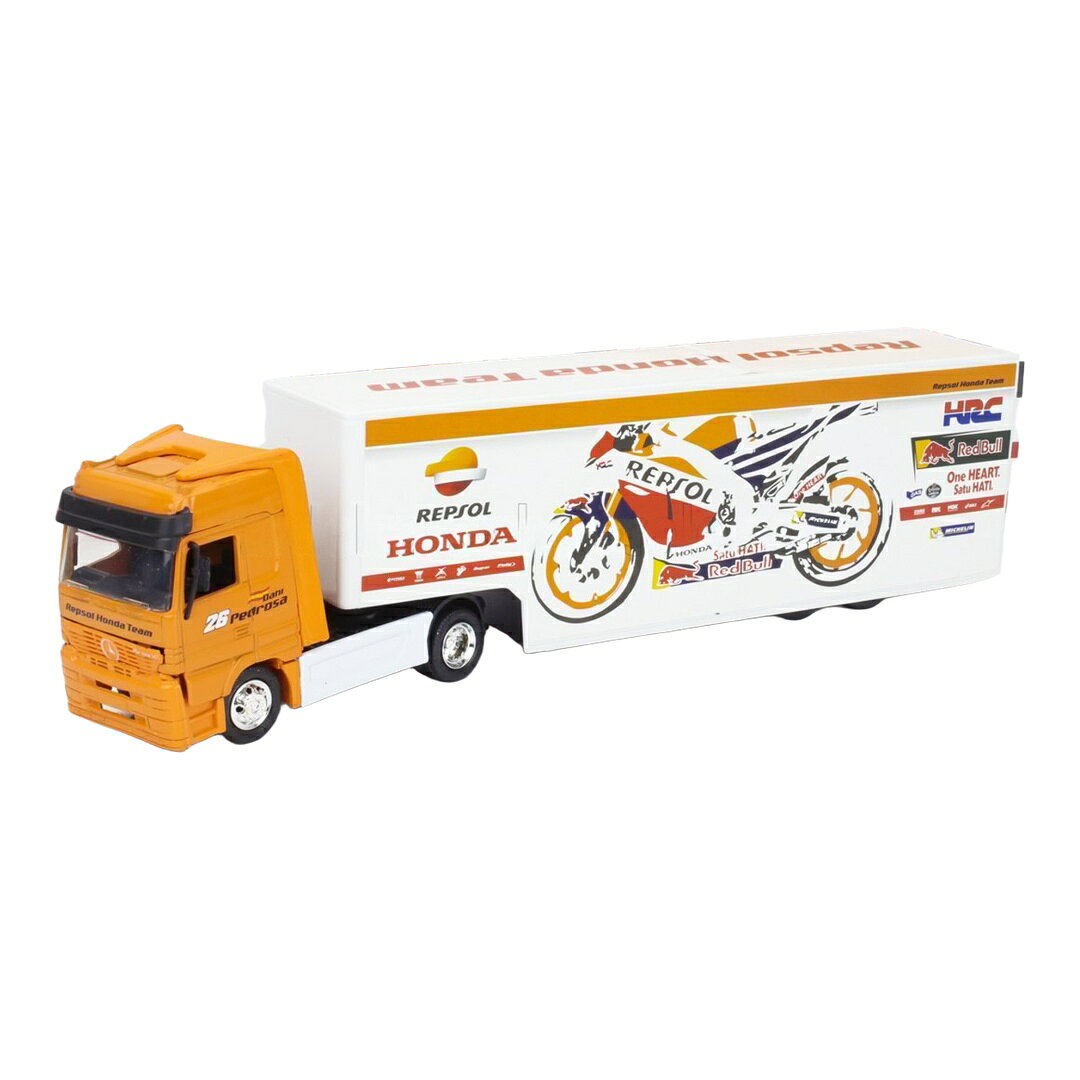 Mercedes Benzメルセデスベンツ Actros 1857 Hondaホンダ RC213V Repsolチーム トランスポーター Marc Marquez # / NEW-RAY 1/43 ミニカー トラック模型