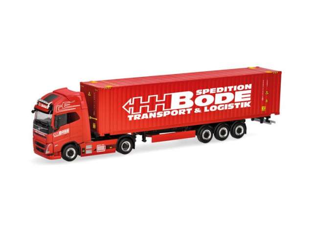 2020 Volvo FH GL XL Electric C.Sz. + 40 ft. Container. HH Bode レッド/ Herpa 1/87 ミニカー