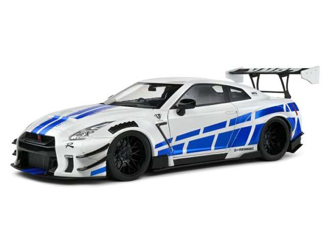 2024 日産 GT-R (R35) LB Work ボディキット 2.0 ブルー/ホワイト/ SOLIDO 1/18 ミニカー