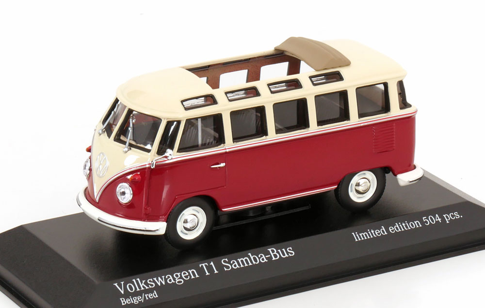 VW バス T1 サンバ 1963 レッド/クリーム 504台限定/ MINICHAMPS 1/43 ミニカー